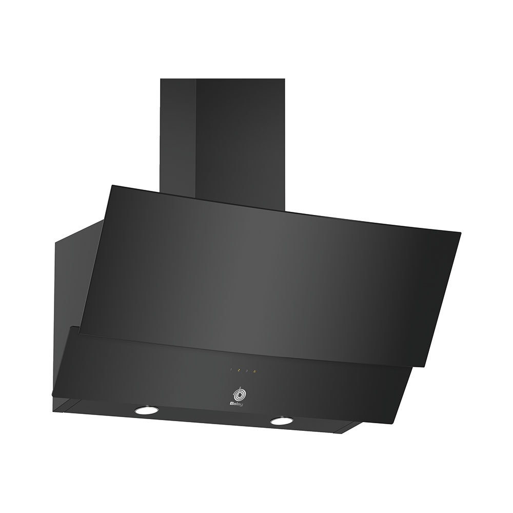 Campana inclinada BALAY 3BC585GN, 80 cm, Cristal Negro, Clase C, Decorativa