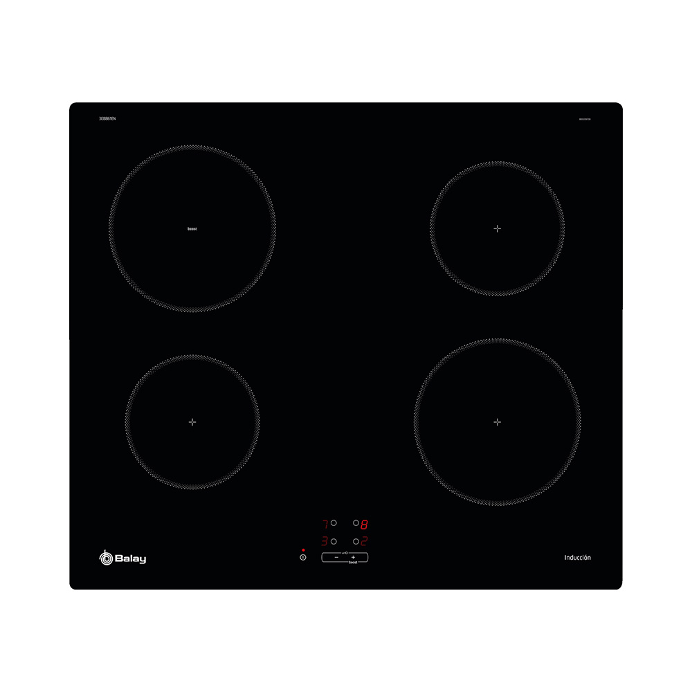 Placa BALAY 3EB861EN, 60 cm, Negra/Cristal, Inducción
