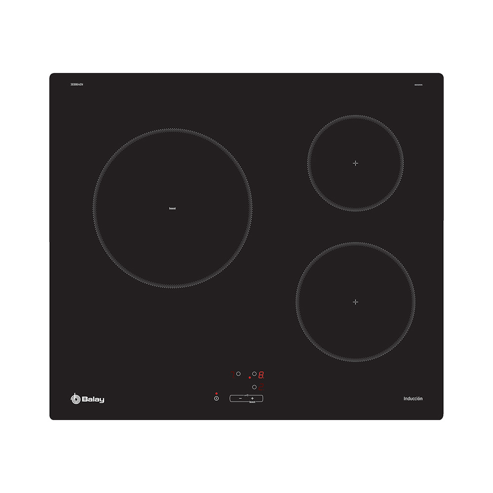 Placa BALAY 3EB864EN, 60 cm, Negra/Cristal, Inducción