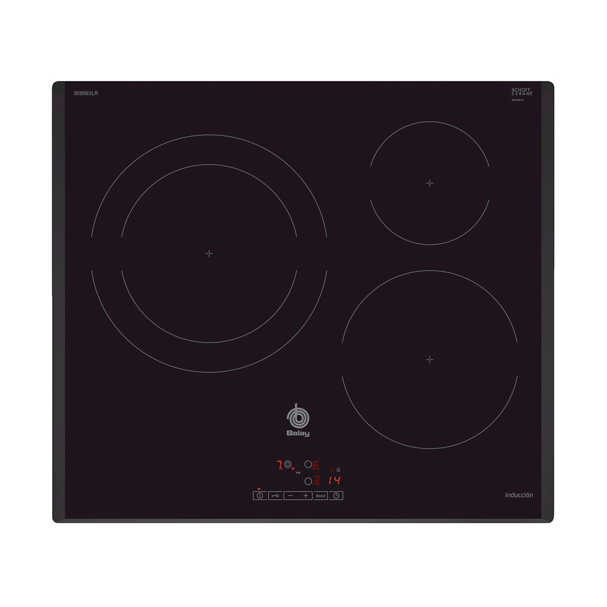 Placa BALAY 3EB965LR, 60 cm, Negro, Inducción