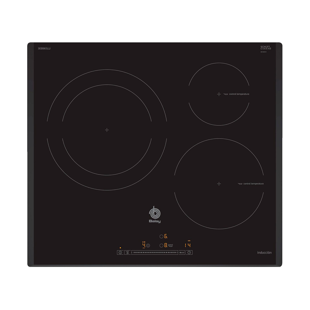 Placa BALAY 3EB965LU, 60 cm, Negro, Inducción