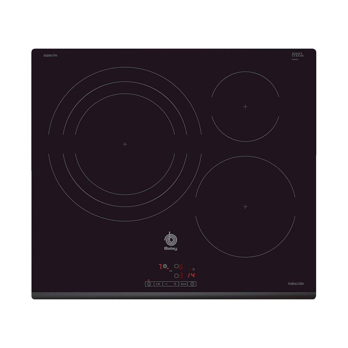 Placa BALAY 3EB967FR, 60 cm, Negro, Inducción