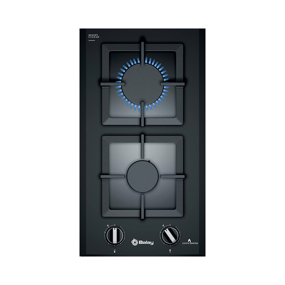 Placa BALAY 3ETG632HB, 30 cm, Negra/Biselada, Dominó. Integrable. Gas