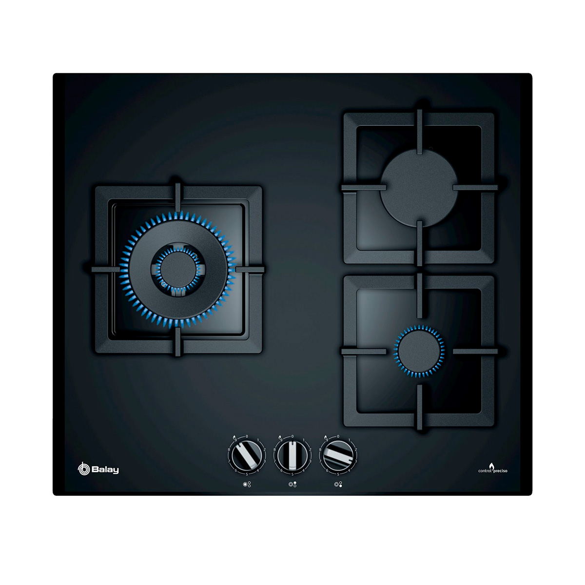 Placa BALAY 3ETG663HN, 60 cm, Cristal Negro, Gas