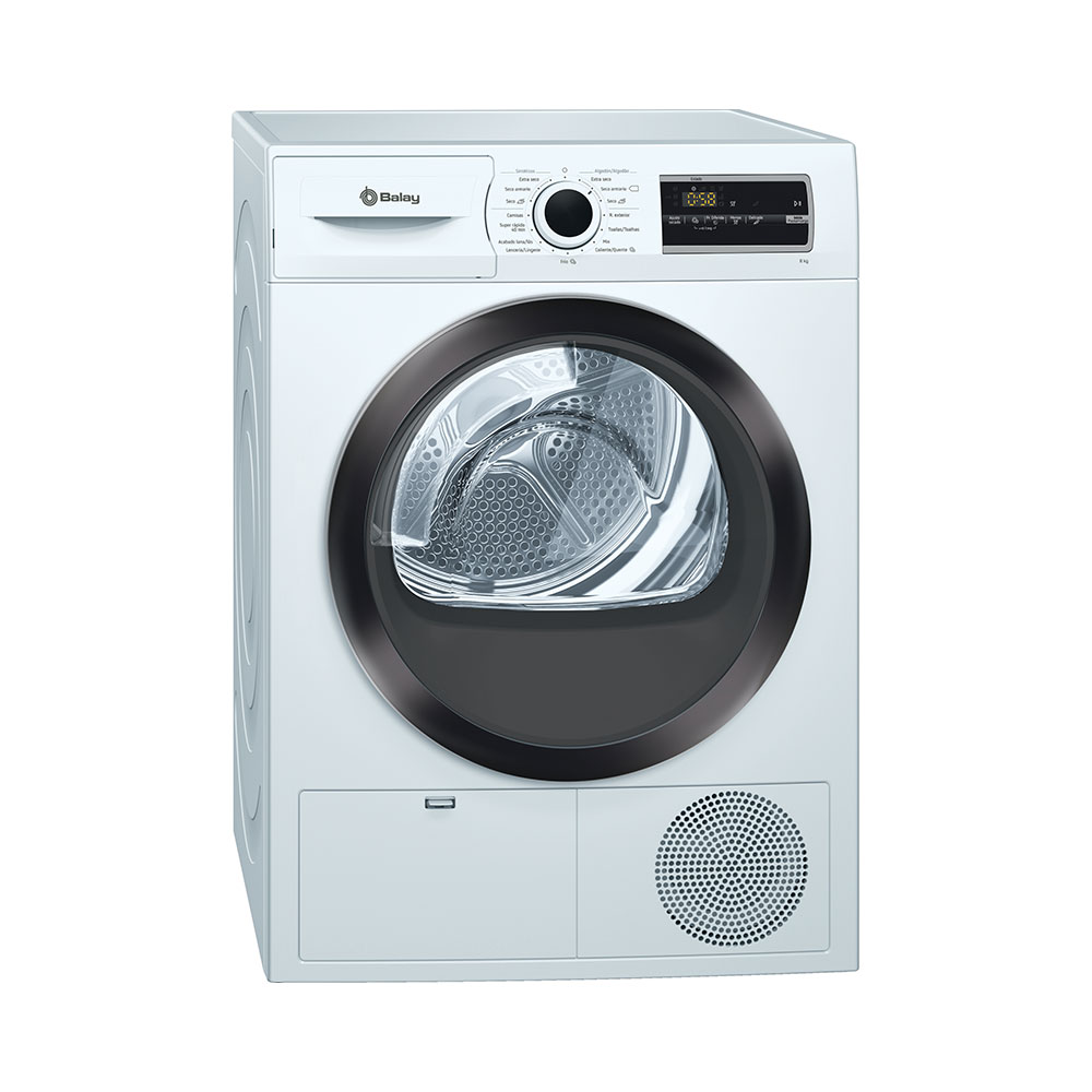 Secadora BALAY 3SB580B, Clase A++, Blanco, 8 kg, Sensor de humedad, Antivibración