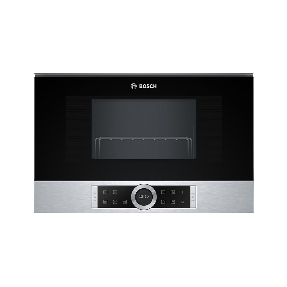 Microondas BOSCH BER634GS1, 60×38 cm, Acero Inox, Integrable, 21 l.