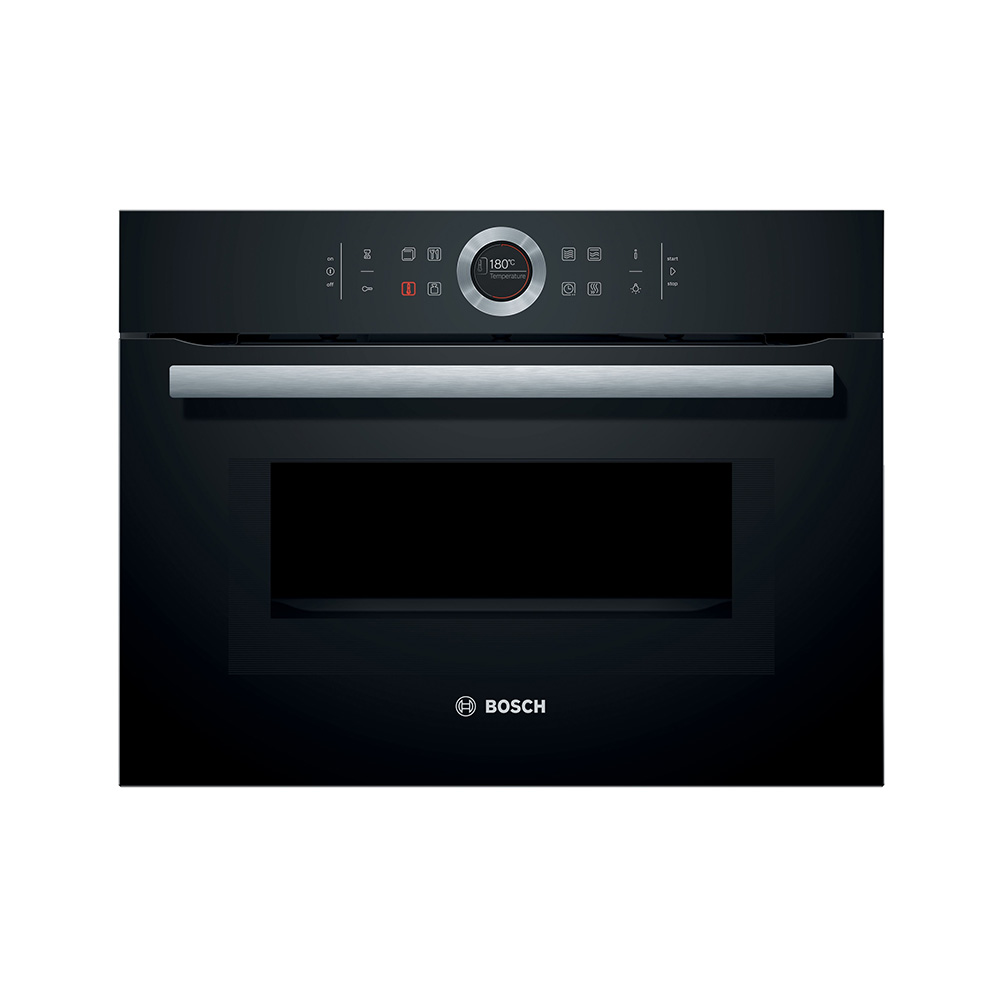 Horno BOSCH CMG633BB1, 45 cm, Negro, Clase A, Compacto, microondas, 45 l.