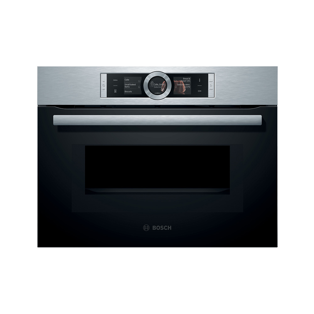 Horno BOSCH CMG676BS1, 45 cm, Acero Inox., Clase A, Microondas, Compacto, 45 l.
