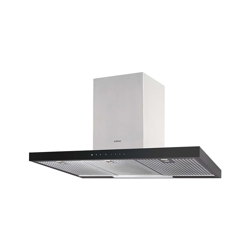 Campana EDESA ECB9831 XGBK, 90 cm, Acero Inox/Negro, Clase A., Decorativa