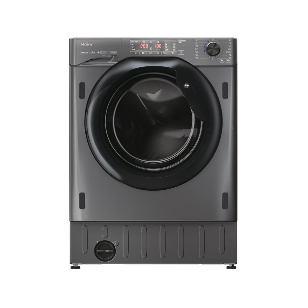 Lavadora HAIER HWQ90B416FWBR, 9 Kg, Clase A, 1600 RPM, Antracita, Integrable