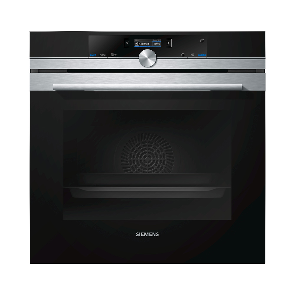 Horno SIEMENS HR675GBS1, 60 cm, Acero Inox. Clase A, Vapor, 71 l.