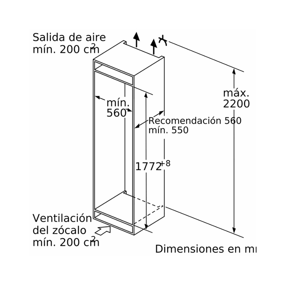 Frigorífico BOSCH KIN86ADD0, Clase D, Integrable, 177.2×55.8 cm, Combi