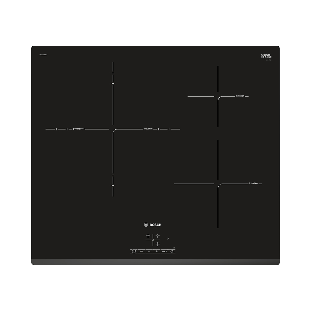 Placa BOSCH PID631BB1E, 60 cm, Negro, Inducción