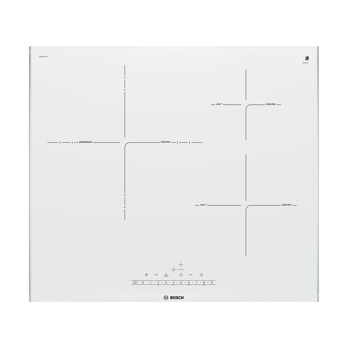Placa BOSCH PID672FC1E, 60 cm, Blanco, Inducción