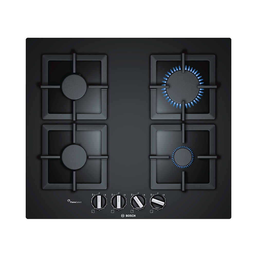 Placa BOSCH PPP6A6B20, 60 cm, Vidrio Templado, Negro, Gas