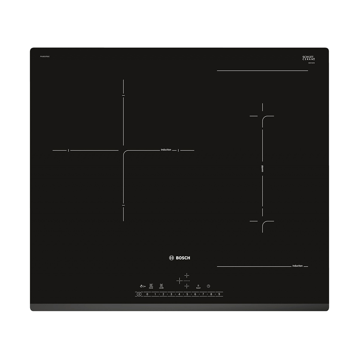 Placa BOSCH PVJ631FB1E, 60 cm, Negro, Inducción