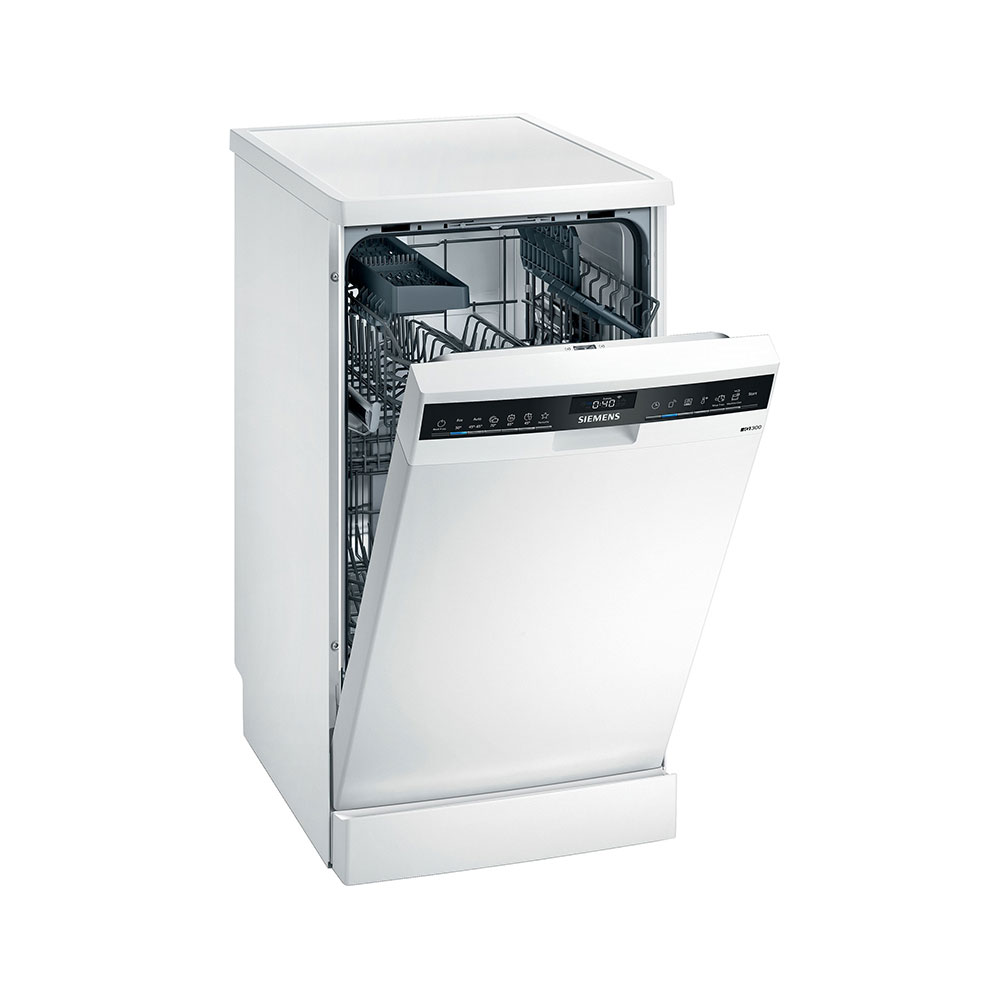 Lavavajillas SIEMENS SR23EW28KE, Clase D, 45 cm, Blanco, Libre Instalación, 12 Servicios
