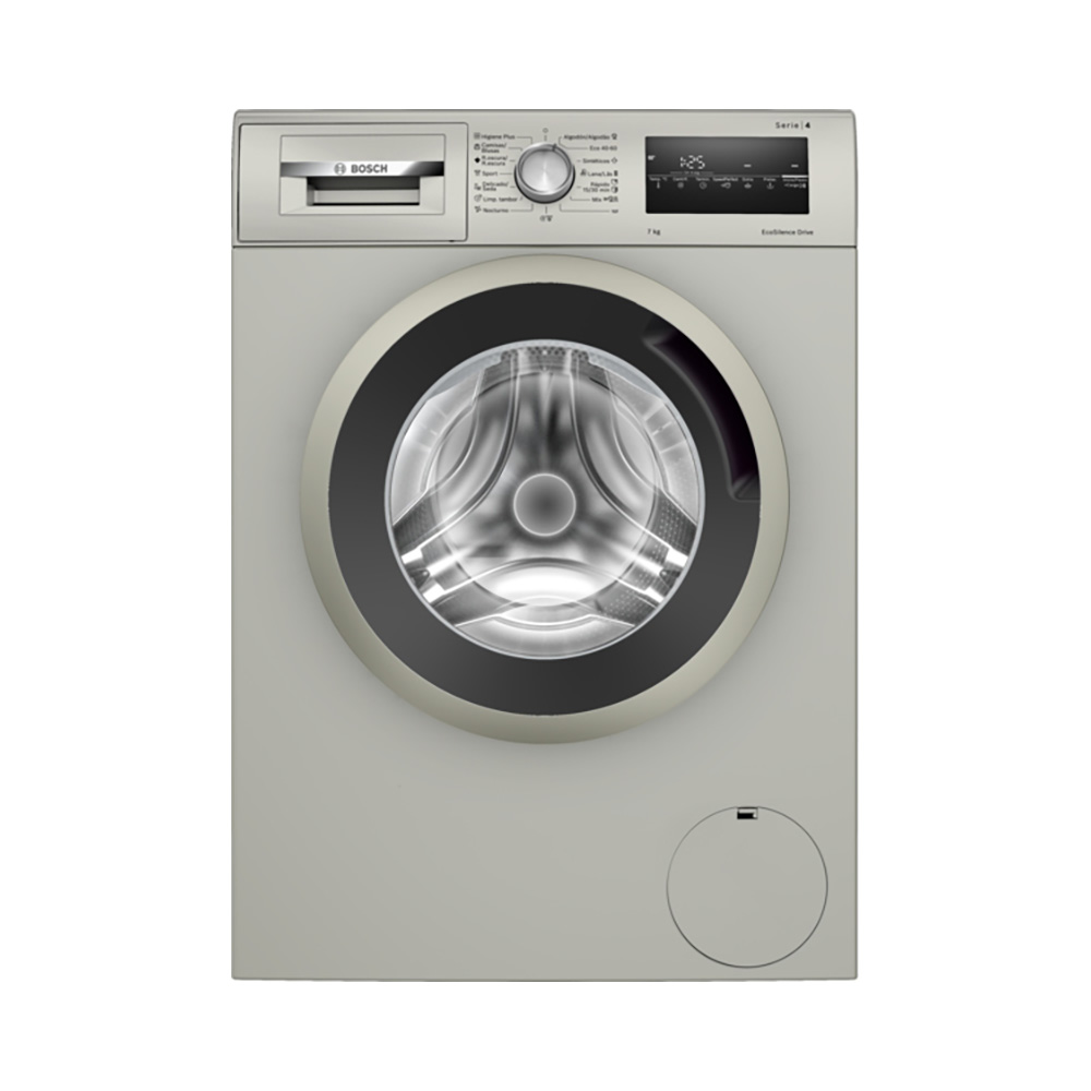 Lavadora BOSCH WAN2427YES, Clase B, Acero Mate Antihuellas, 7kg, 1200 rpm, Carga Frontal